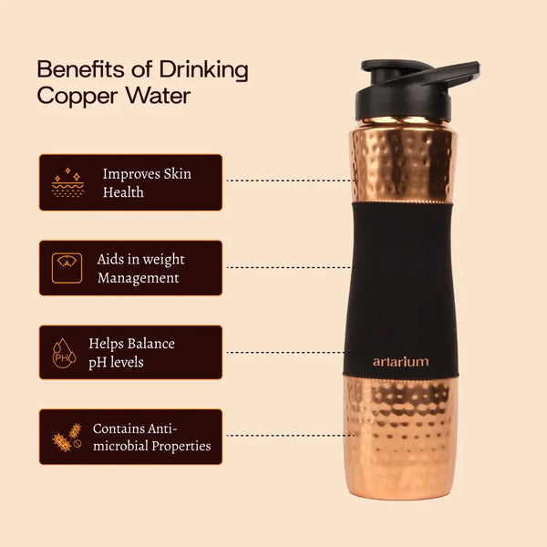 Hammered Copper Sipper Bottle Complete Kit 