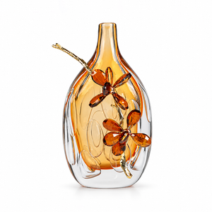 Crystal Flora Doré Alloy Petal Glass Vase 