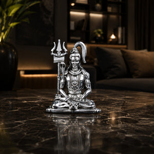 Meditating Lord Shiva Silver Plated 