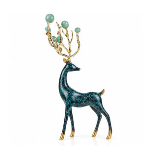 Zinc Alloy with Agate Horn Brass Deer Sculpture 