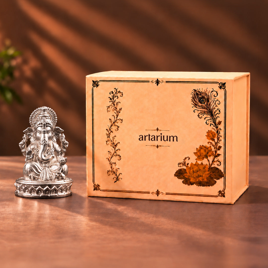 Lord Ganesha Pure Silver Idol (Hollow) with Premium Packaging 