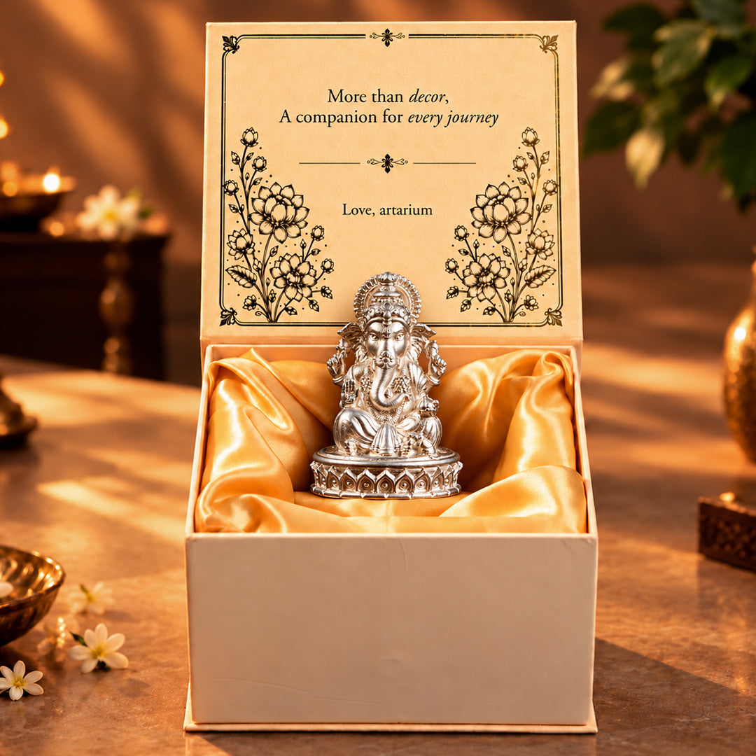 Lord Ganesha Pure Silver Idol (Hollow) with Premium Packaging 