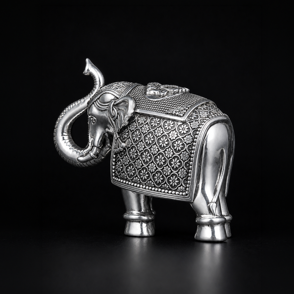 Antique Royal Elephant Pair Silver Plated 