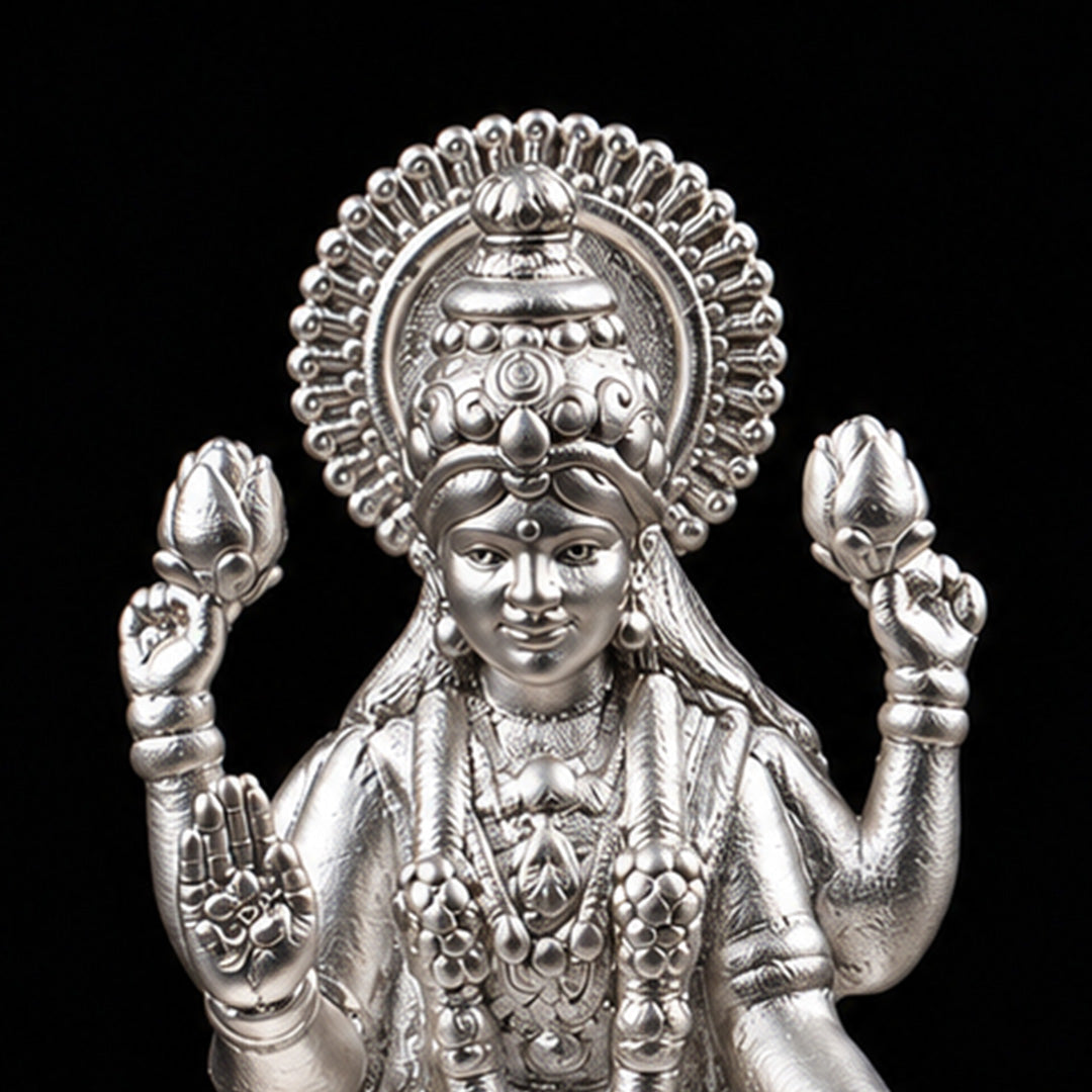 Shri Laxmi Pure Silver Idol (Hollow) 