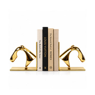 Gold Horse Head Brass Bookends 