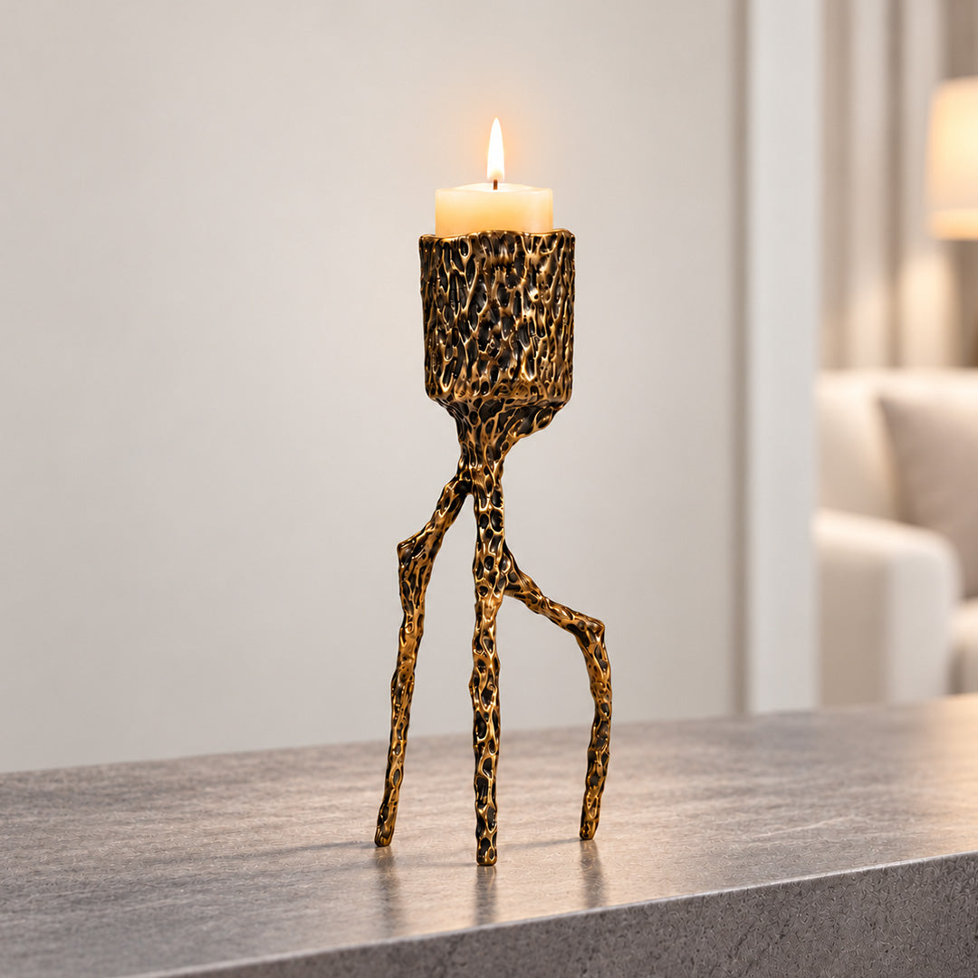Aluminium Alloy Antique Twig Candle Holder 