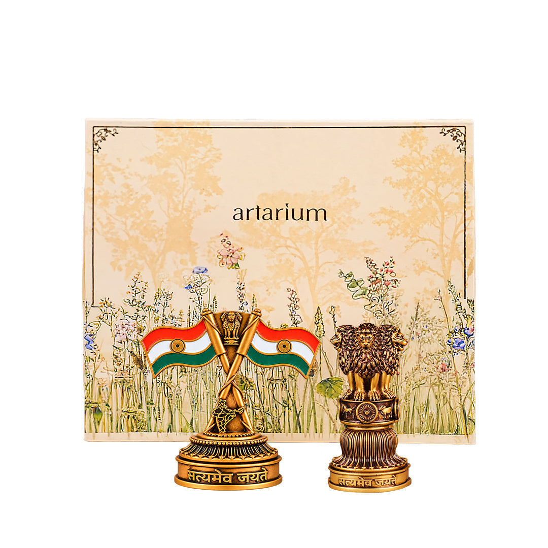 National Flag & Ashok Stambh Combo with Gift Box 