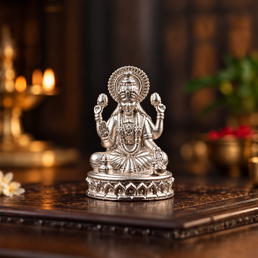 Shri Laxmi Pure Silver Idol (Hollow) 