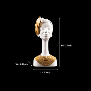 African Lady white Bust Sculpture 