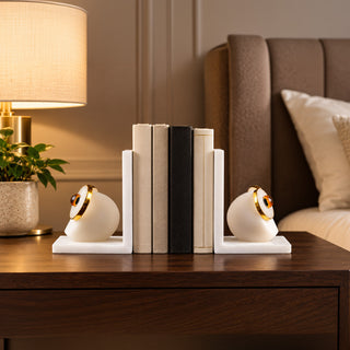 Imperial Alabaster Owl Crystal Bookend 