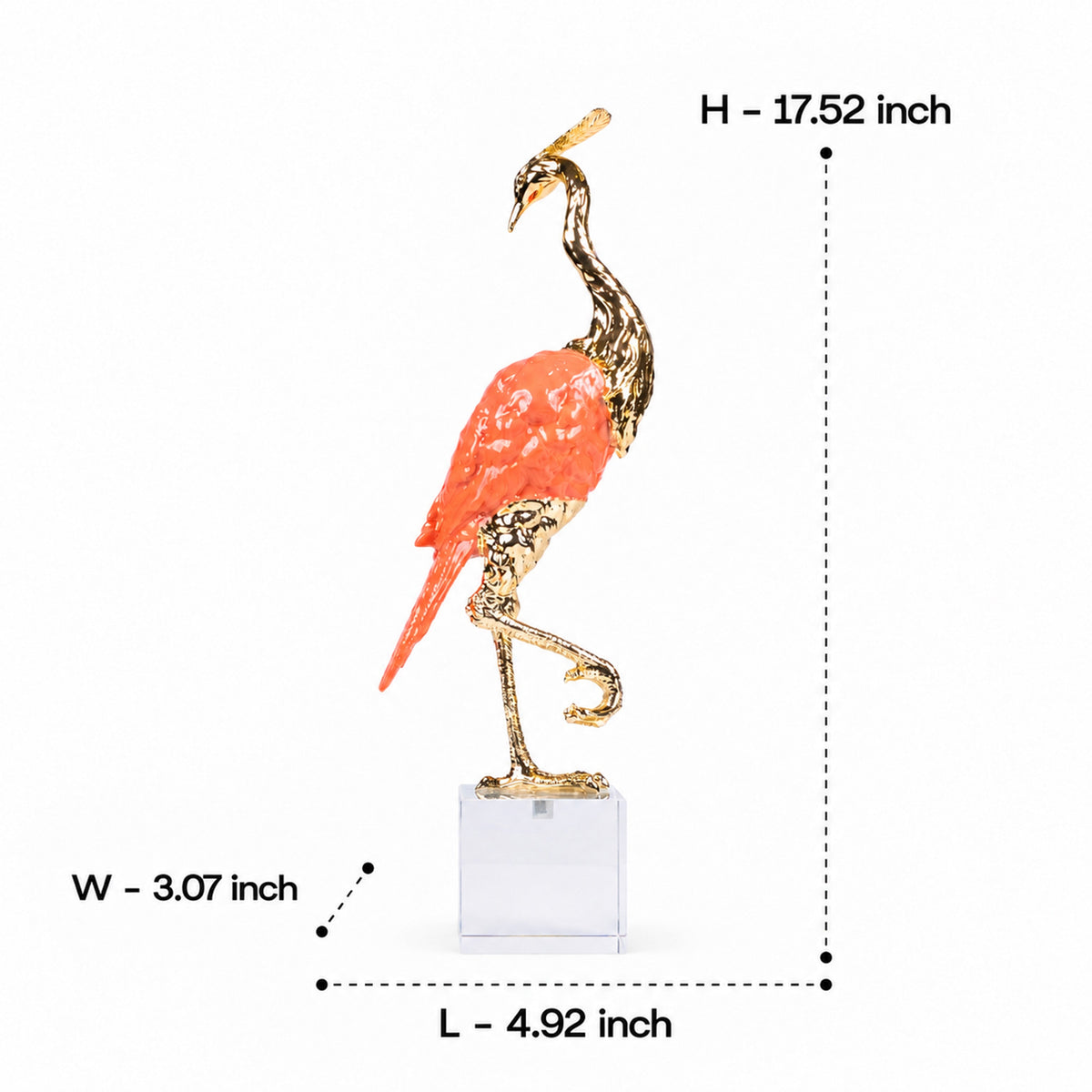 Crystal Blush Heron Sculpture 