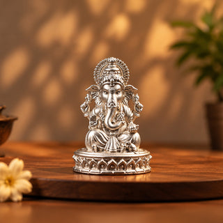 Lord Ganesha Pure Silver Idol (Hollow) with Premium Packaging 