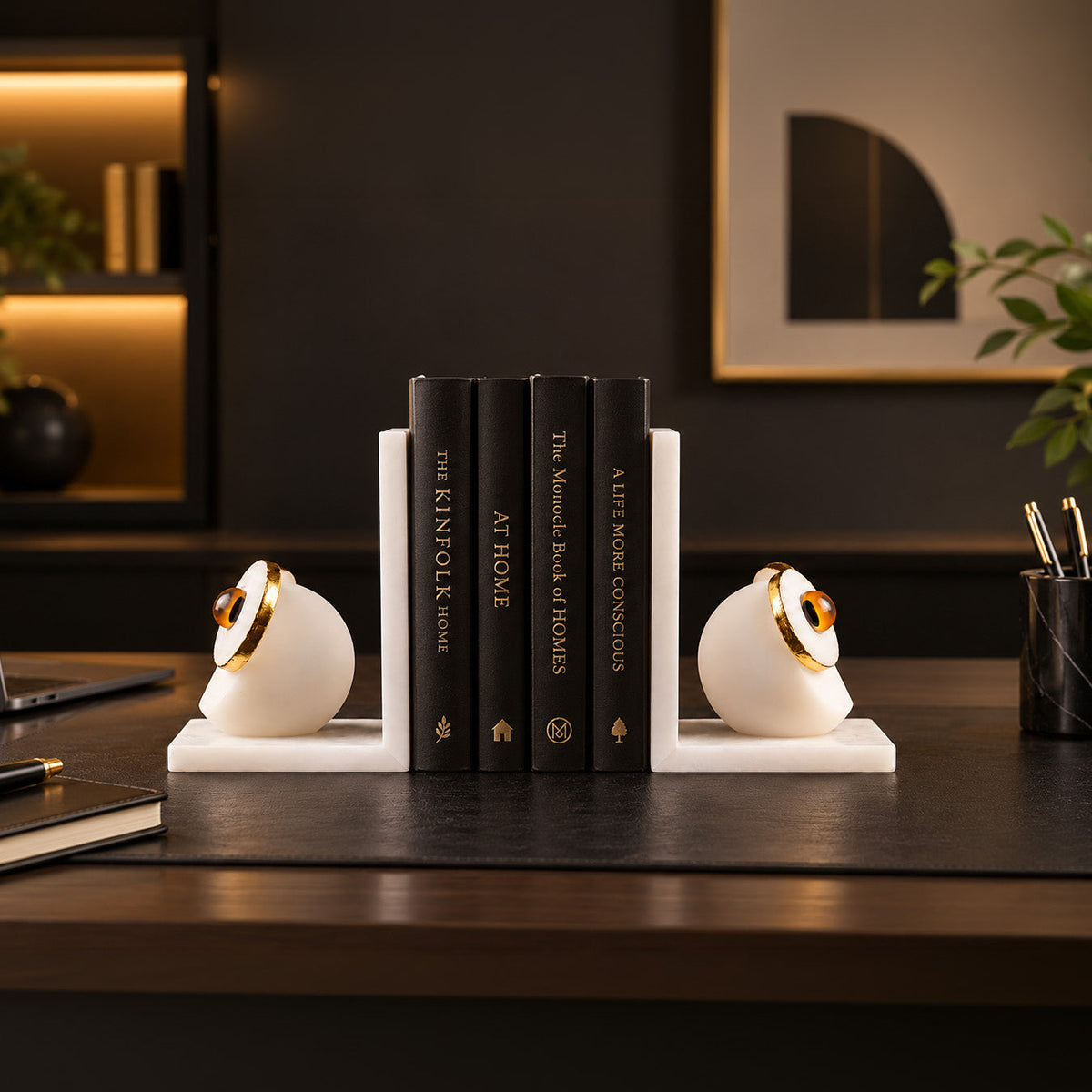 Imperial Alabaster Owl Crystal Bookend 