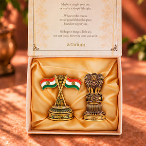 National Flag & Ashok Stambh Combo with Gift Box 