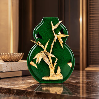 Zinc Alloy Petals Ceramic Emerald Vase 