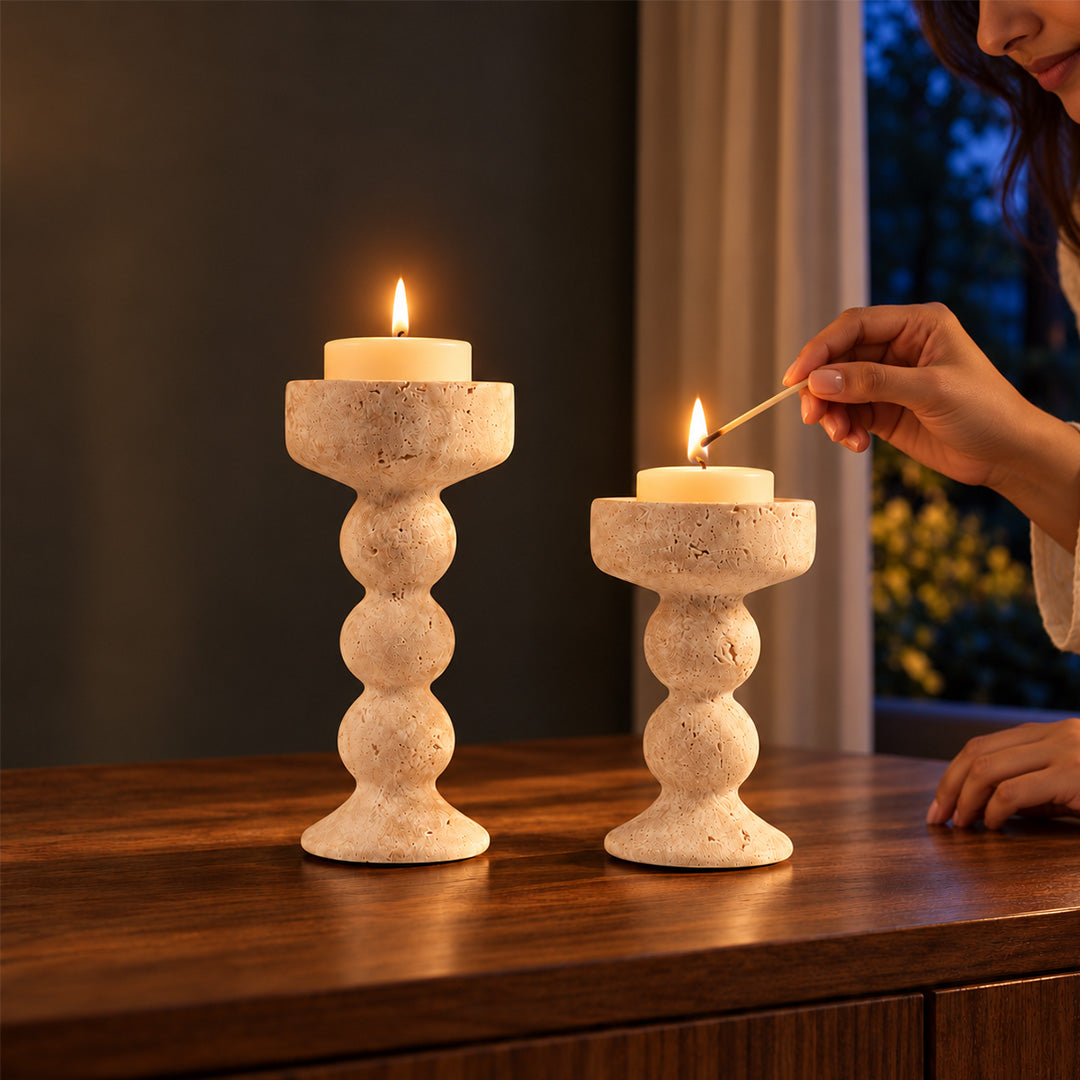 Ivory Marble Totem Duo 