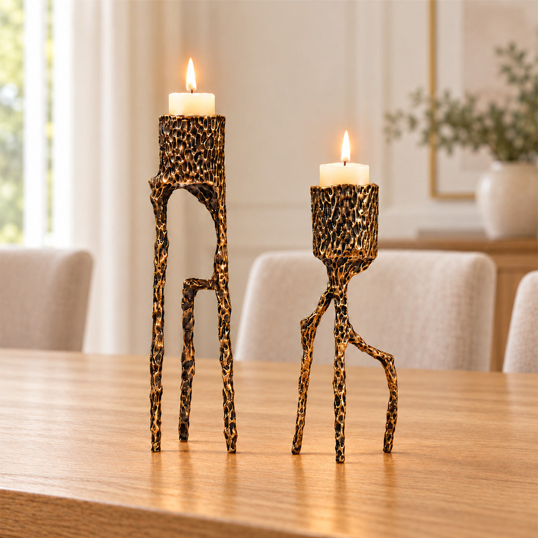 Aluminium Alloy Antique Twig Candle Holder 
