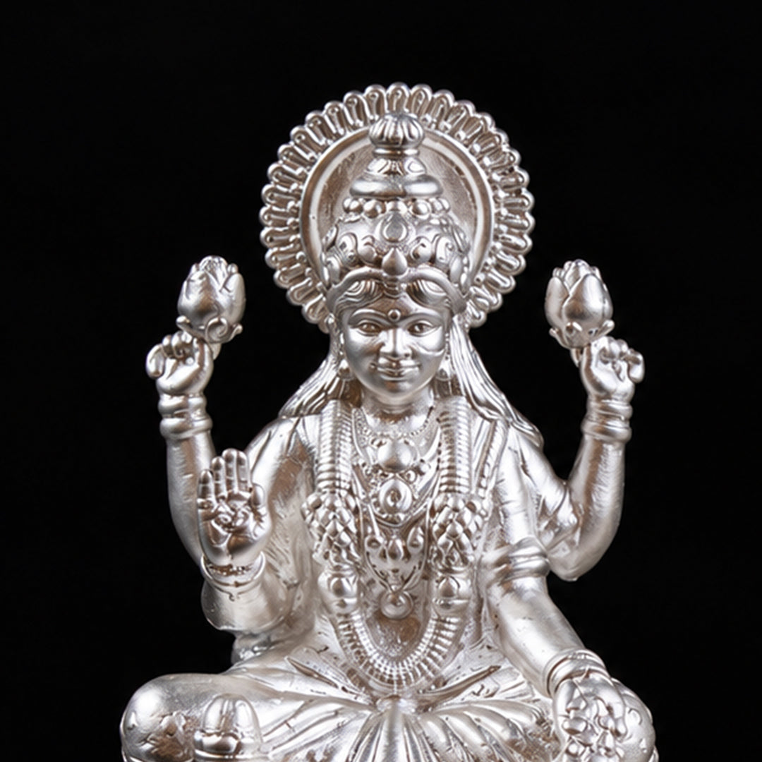 Dhansiddhi Samriddhi Pure Silver Idol Set (Hollow) with Premium Packaging 