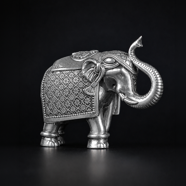 Antique Royal Elephant Pair Silver Plated 