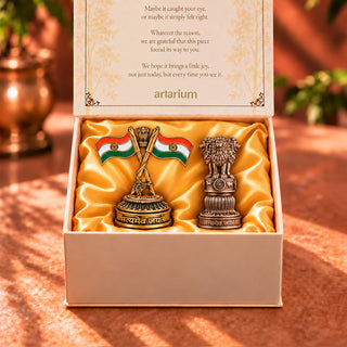 National Flag & Ashok Stambh Combo with Gift Box 