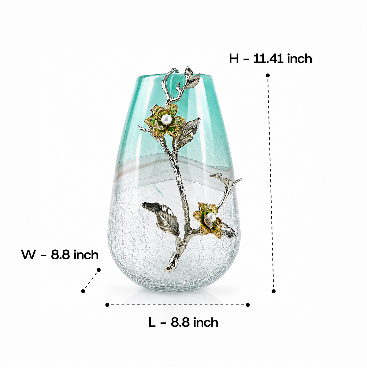 Zinc Alloy Biophilic Glass Flower Vase 
