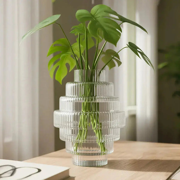 Halos of Grey - Glass Art Deco Vase Set of 2