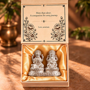 Dhansiddhi Samriddhi Pure Silver Idol Set (Hollow) with Premium Packaging 