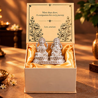 Dhansiddhi Samriddhi Pure Silver Idol Set (Hollow) with Premium Packaging 