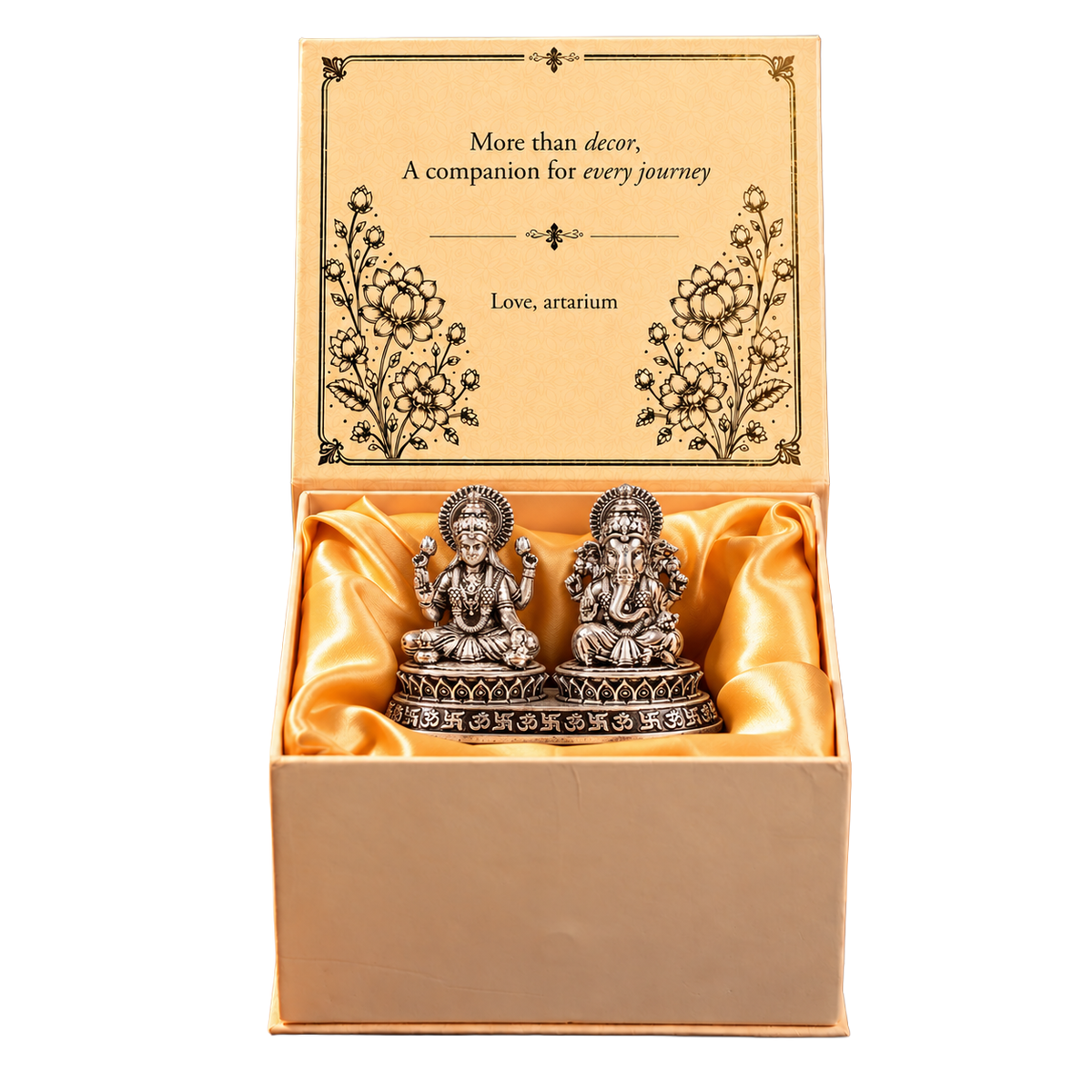 Dhan Siddhi Laxmi Ganesh Silver-Plated Idol with Premium Packaging 