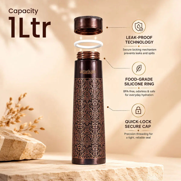 Etching Copper Bottle with Straw Set 