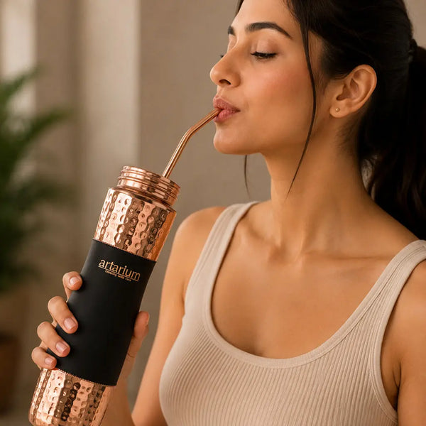 Hammered Copper Sipper Bottle Complete Kit 