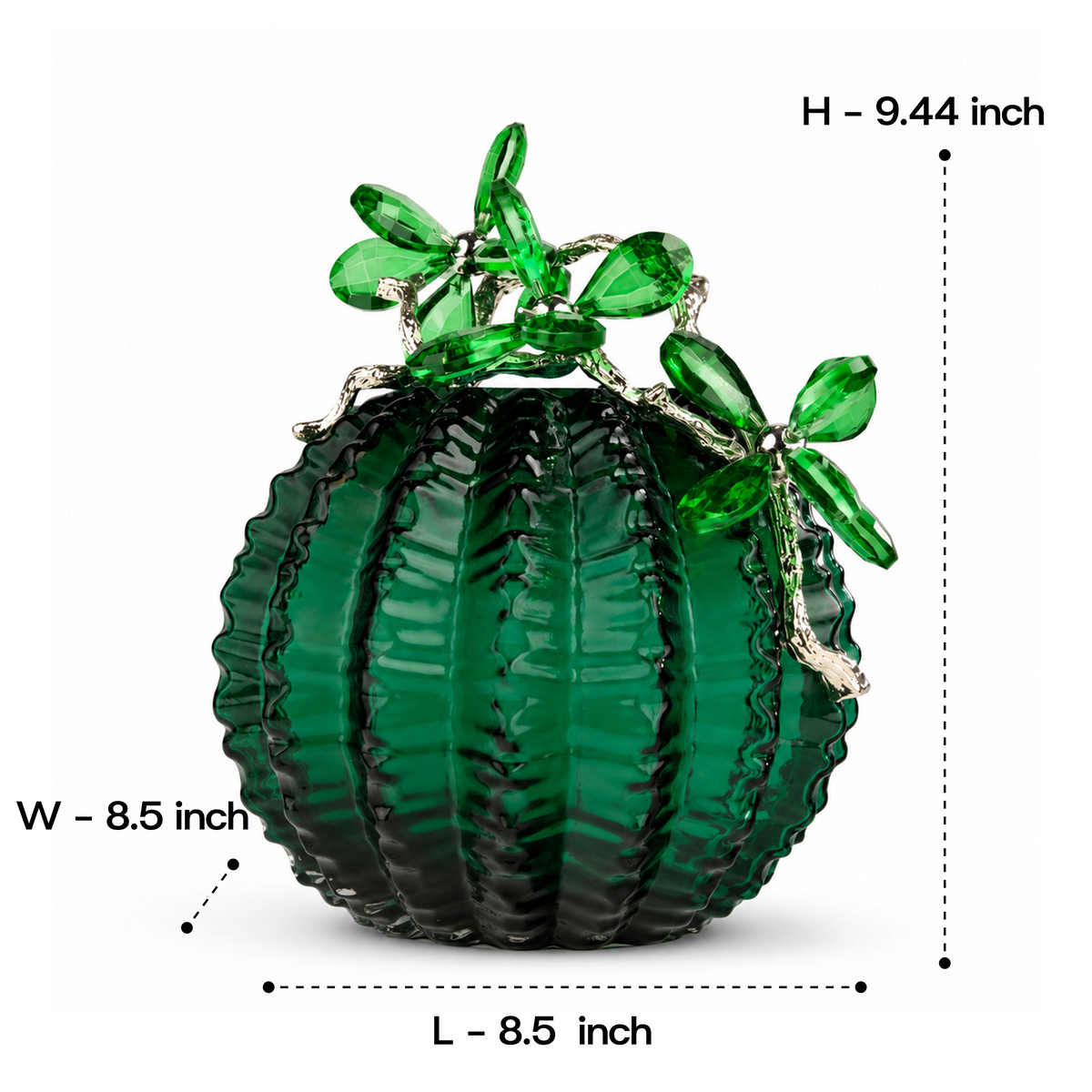 Emerald Leaf Crystal Vase 