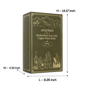 Hammered Copper Bottle with Copper Cap & Glass Set with Premium Packaging