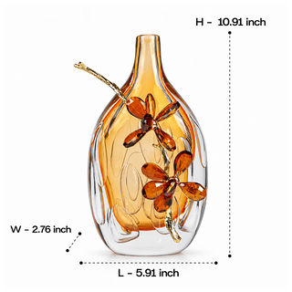 Crystal Flora Doré Alloy Petal Glass Vase 