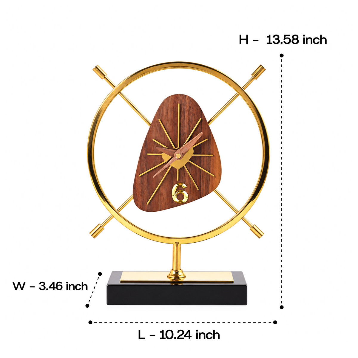 Walnut Wood Crystal Table Clock 