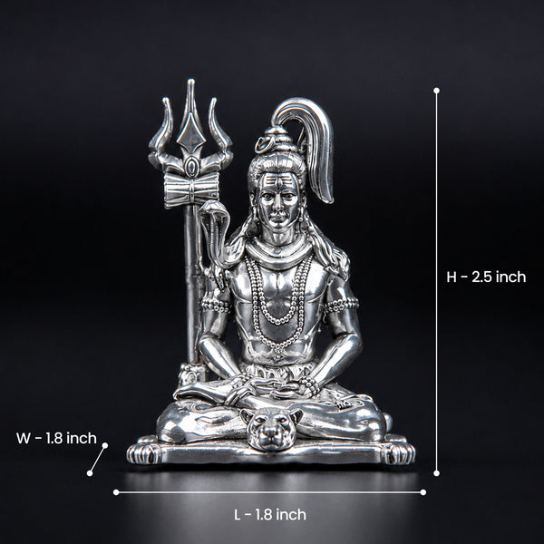 Meditating Lord Shiva Silver Plated 