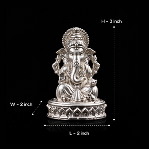 Lord Ganesha Pure Silver Idol (Hollow) with Premium Packaging 