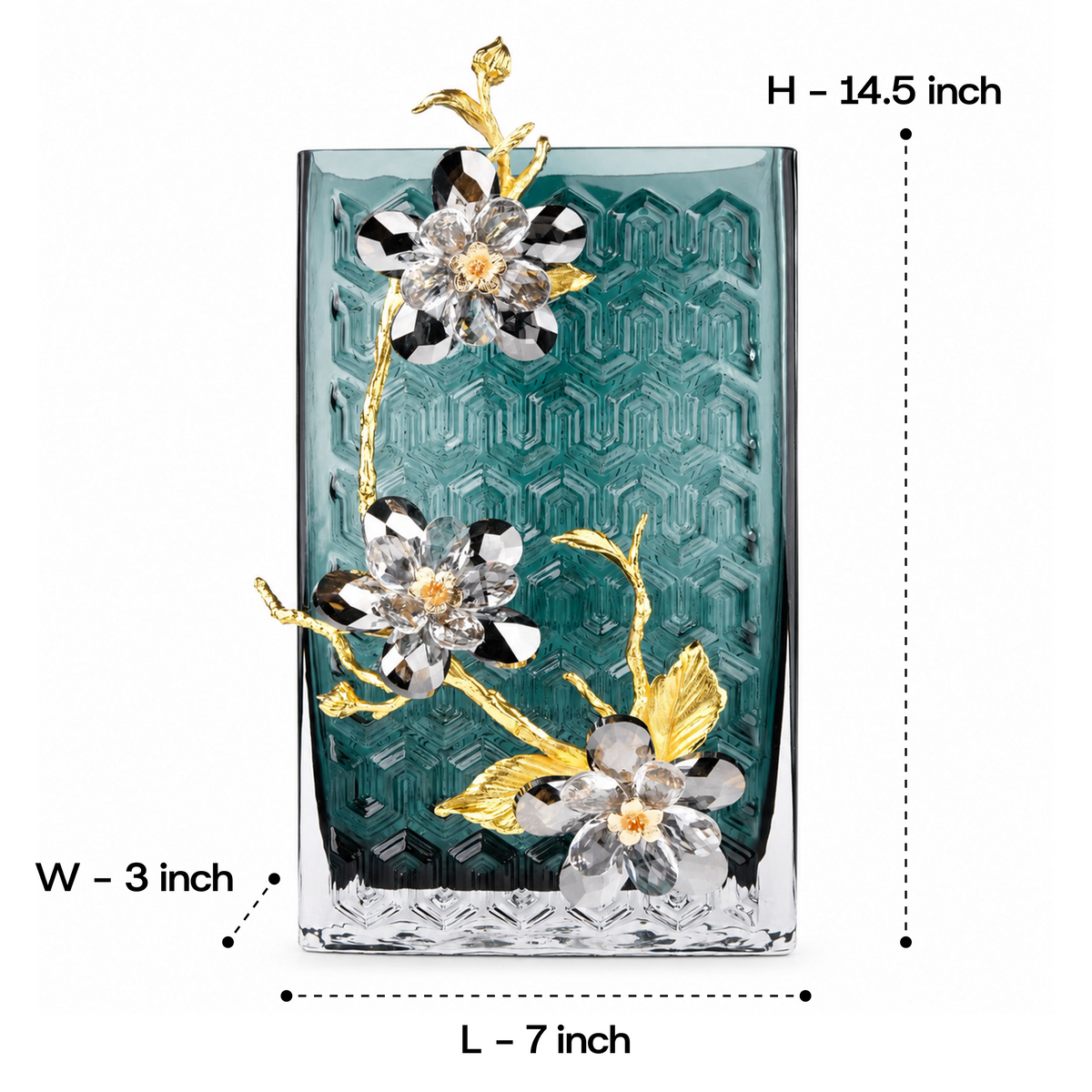 Zinc Alloy Aura Floralique Crystal Flower Vase 