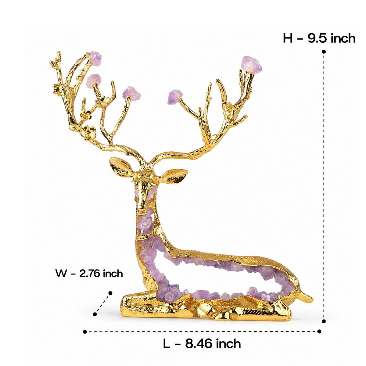 Zinc Alloy Purple Crystal Deer Figurine 