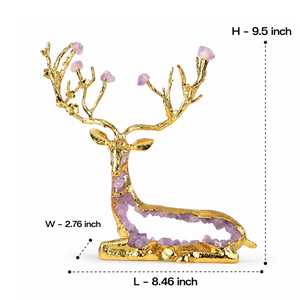 Zinc Alloy Purple Crystal Deer Figurine 