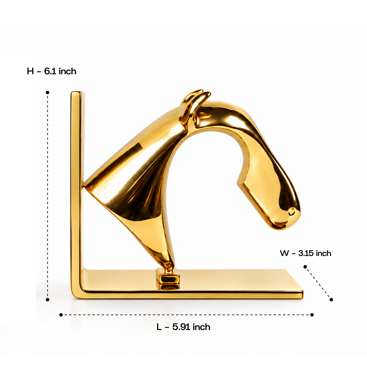 Gold Horse Head Brass Bookends 