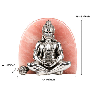 Rose Quartz Lord Hanuman Silver-Plated Idol