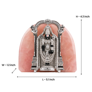 Rose Quartz Tirupati Balaji Silver-Plated Idol