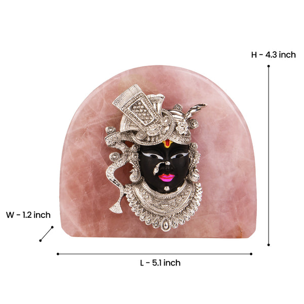 Rose Quartz Shrinathji Silver-Plated Idol