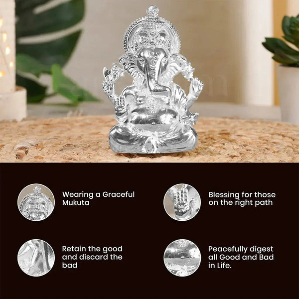 Vighnaharta Ganesha Silver Plated Idol