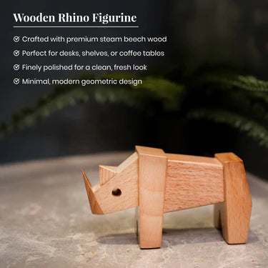 Wooden Rhino Figurine