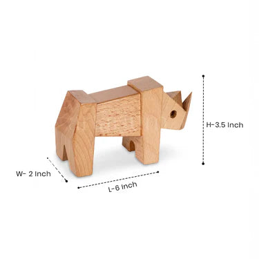 Wooden Rhino Figurine