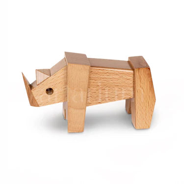 Wooden Rhino Figurine