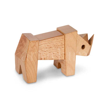 Wooden Rhino Figurine