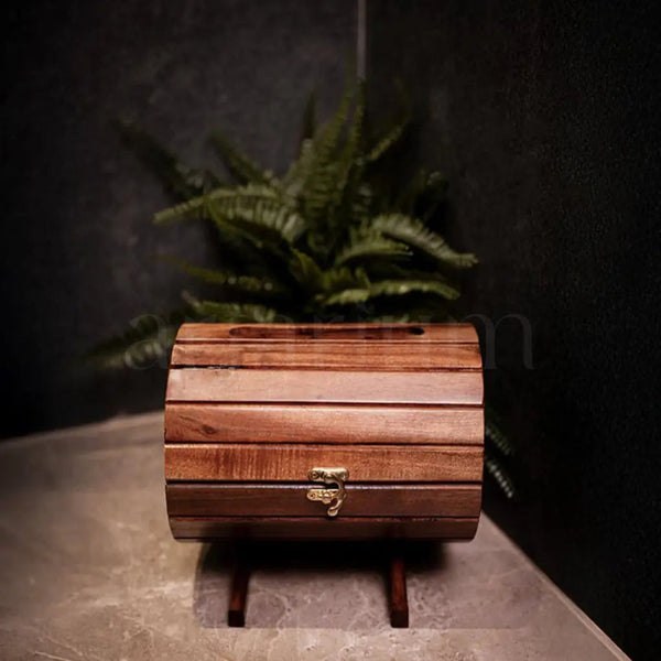 Wooden Wine Barrel Tissue Box
